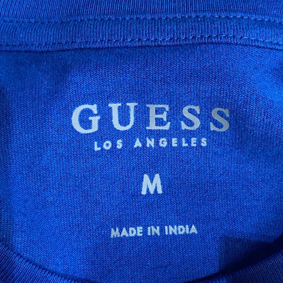 GUESS Los Angeles Men's M Blue Maya Chenille Triangle Logo T-Shirt Crew Neck NWT - Picture 5 of 7
